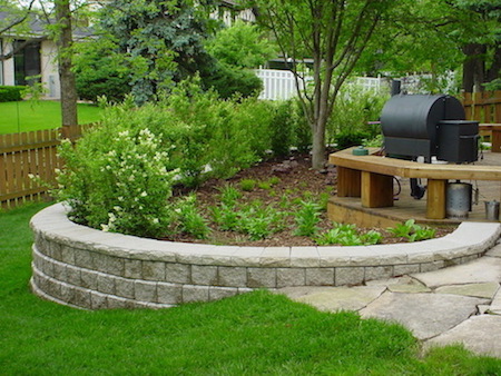 Landscaping and handbuilt wall